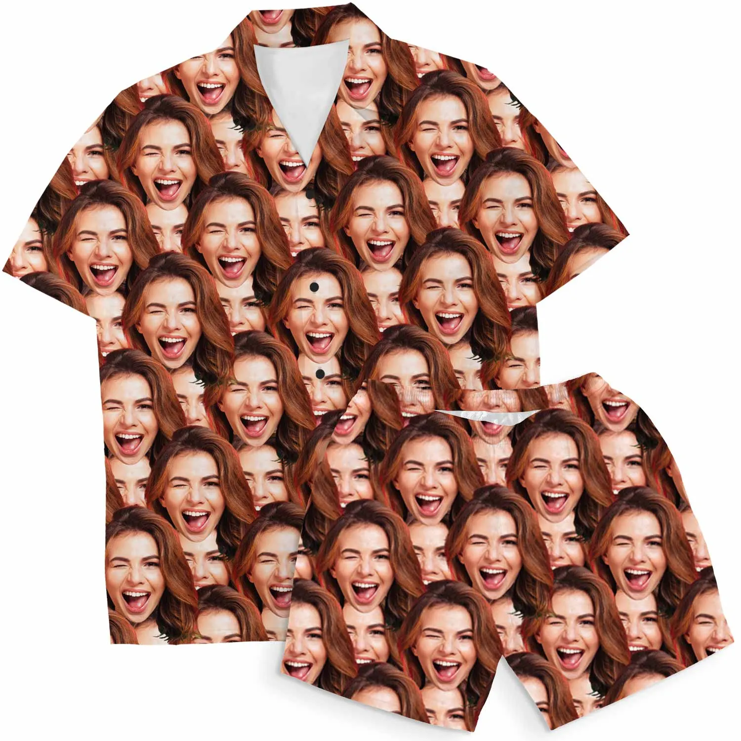 Face Mash Personalised Hawaiian Shirt Shorts Set sold by Super Socks