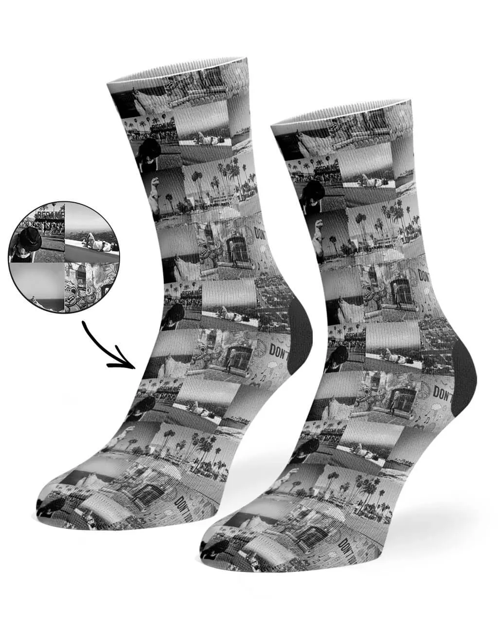Black & White Photo Collage Socks sold by Super Socks product image thumbnail 2