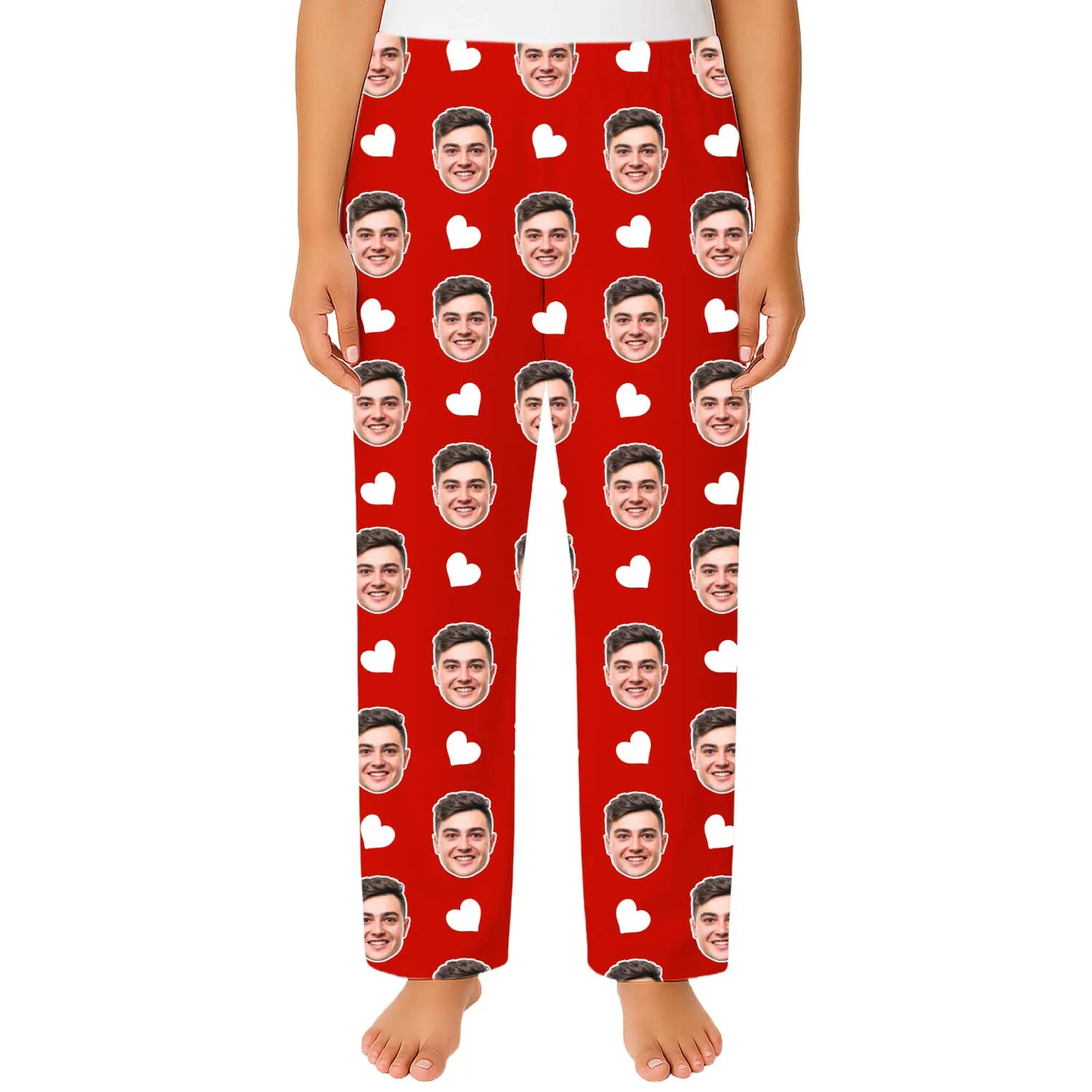 Women's White Hearts Personalised PJ Bottoms sold by Super Socks