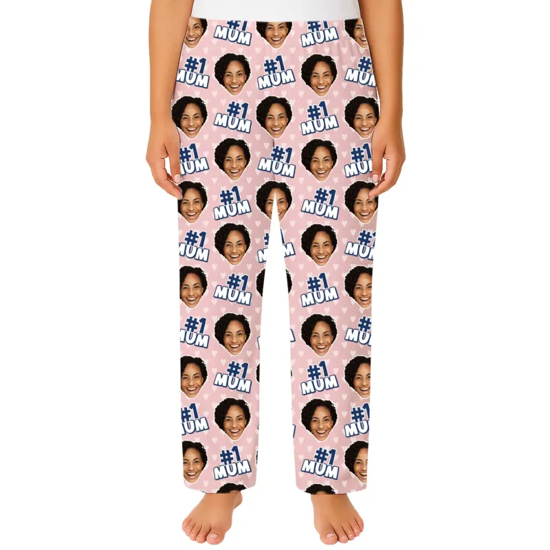 Women's Number 1 Mum Personalised PJ Bottoms sold by Super Socks