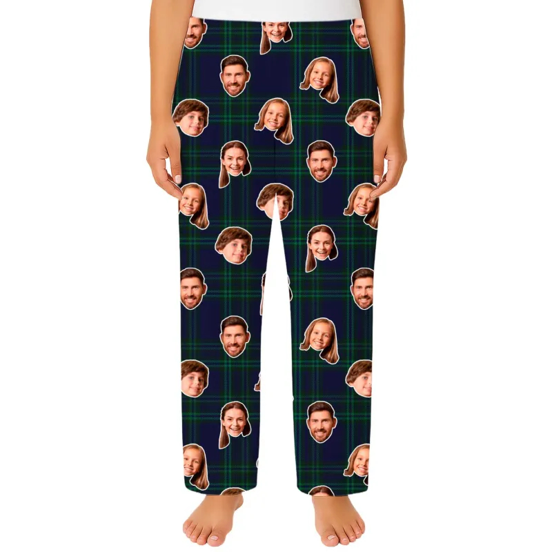 Women's Navy Tartan Personalised PJ Bottoms sold by Super Socks