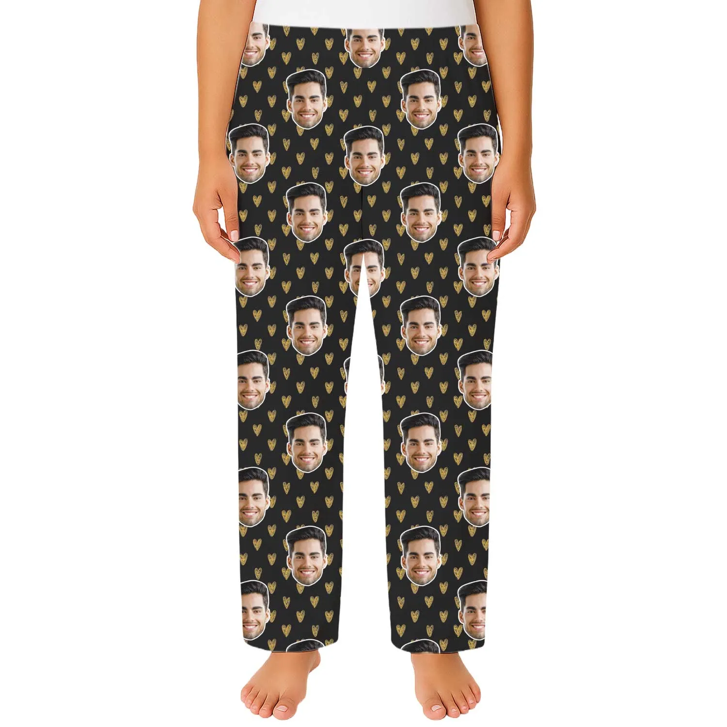 Women's Gold Hearts Personalised PJ Bottoms sold by Super Socks