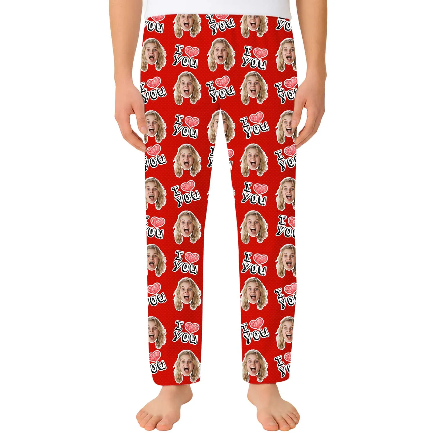 Men's I Heart You Personalised PJ Bottoms sold by Super Socks