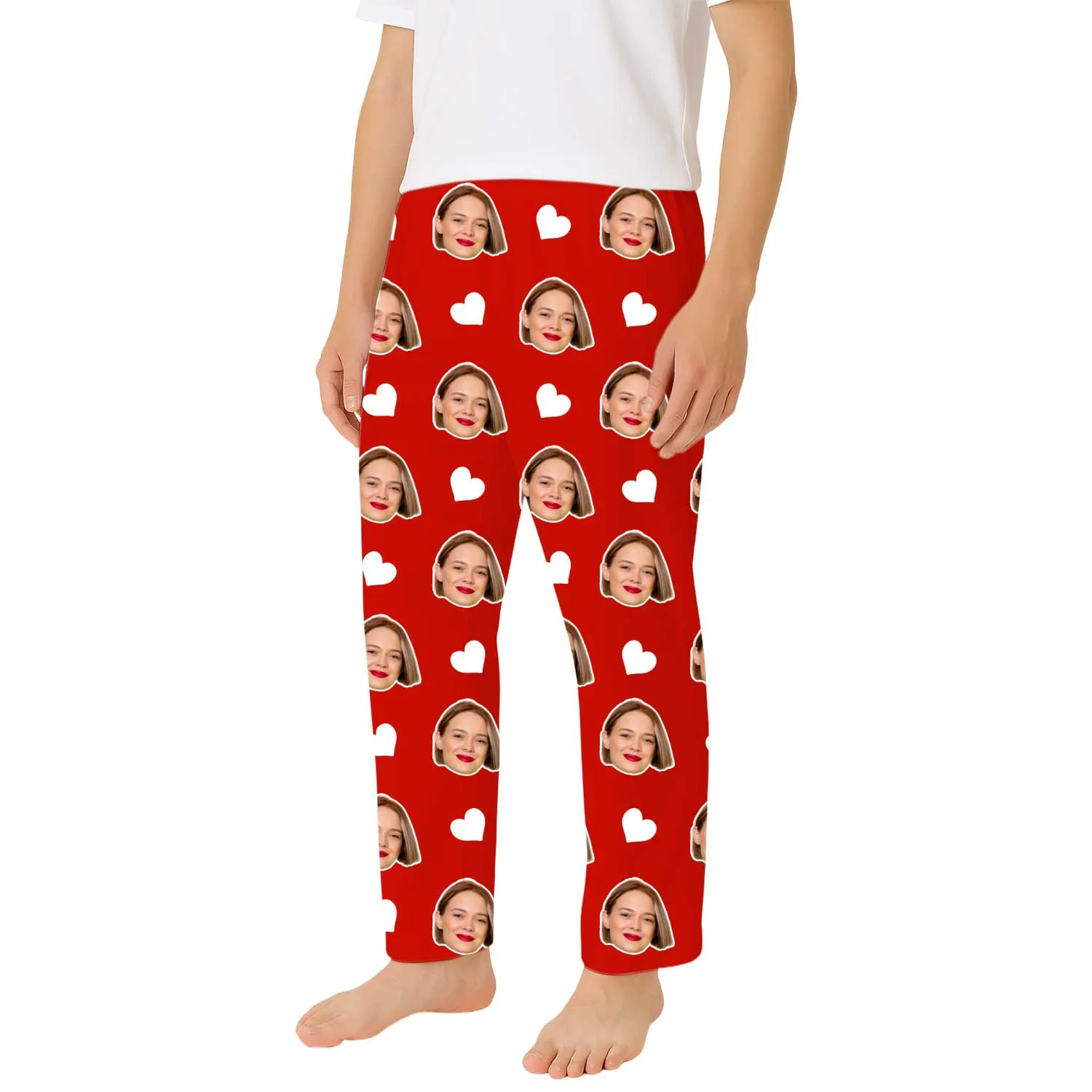 Men's White Hearts Personalised PJ Bottoms sold by Super Socks product image thumbnail 2