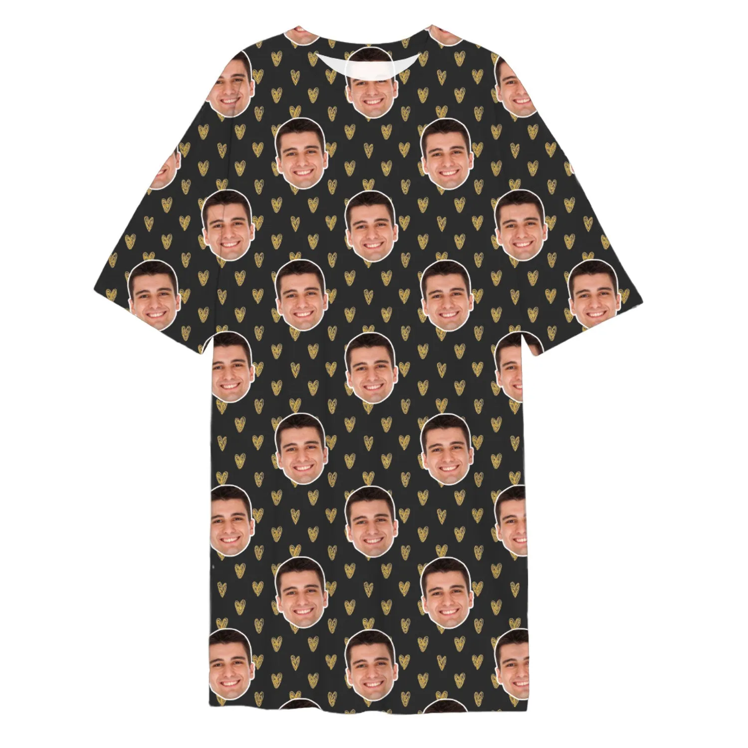 Gold Hearts Custom Face Sleep Tee sold by Super Socks product image thumbnail 2