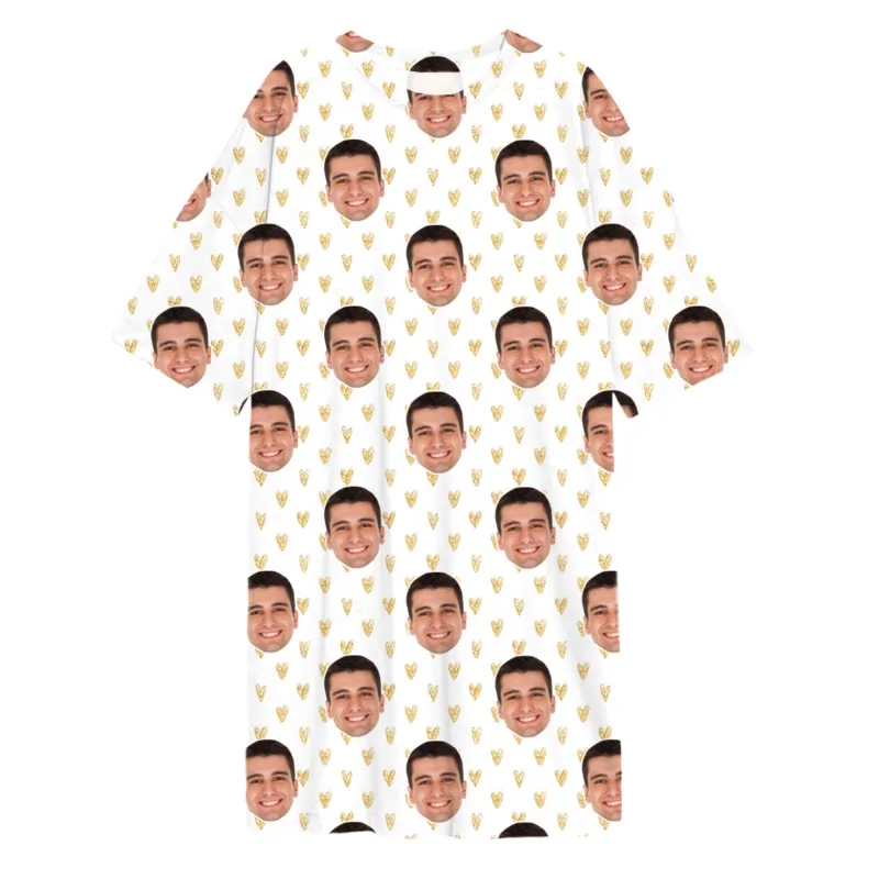 Gold Hearts Custom Face Sleep Tee sold by Super Socks