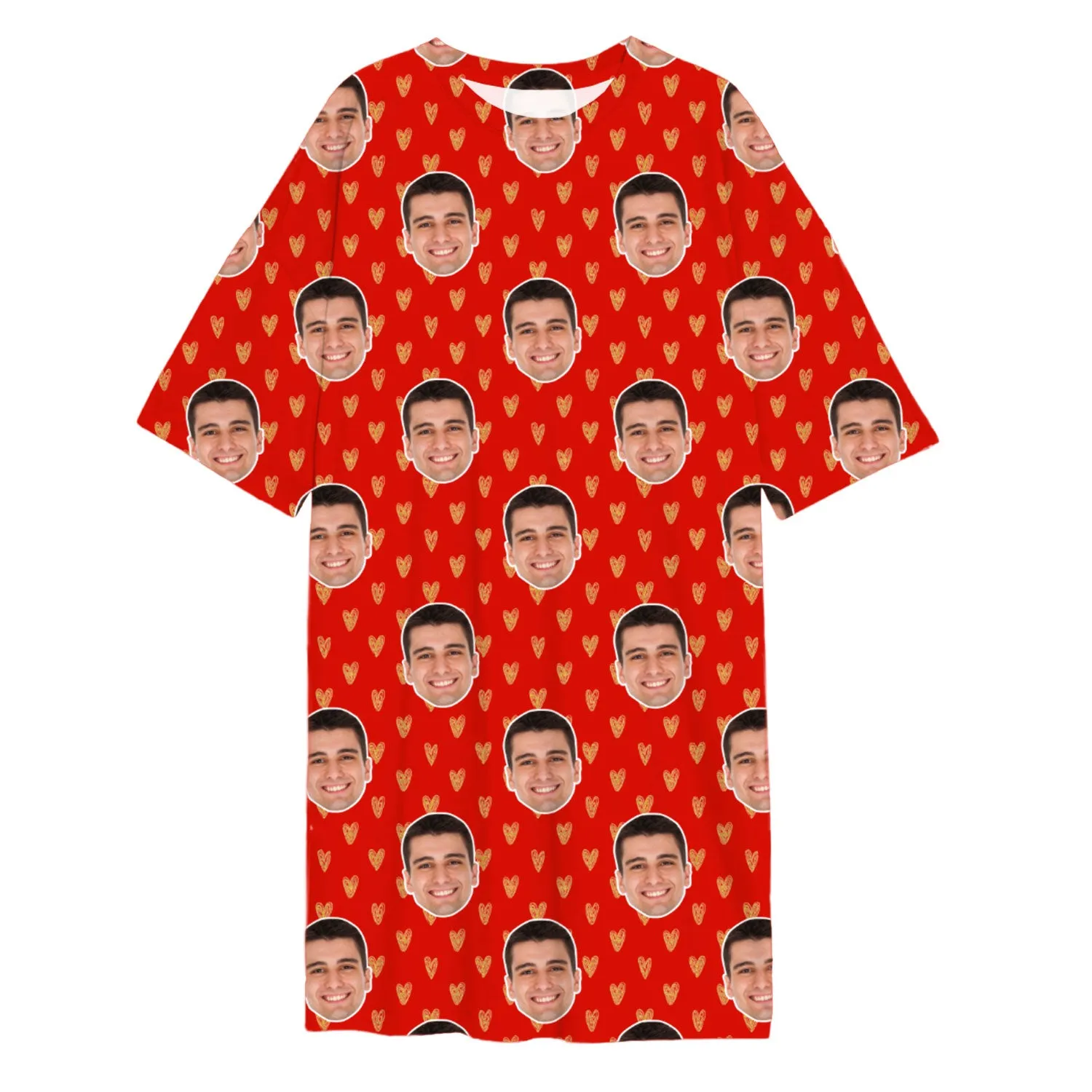 Gold Hearts Custom Face Sleep Tee sold by Super Socks product image thumbnail 4