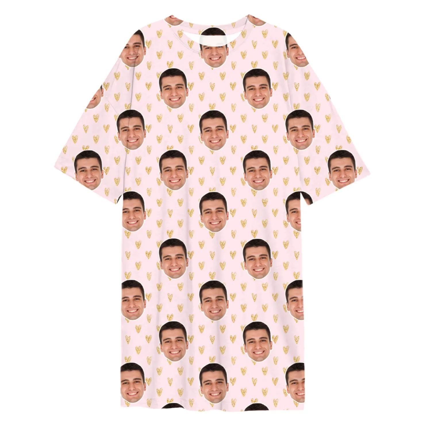 Gold Hearts Custom Face Sleep Tee sold by Super Socks product image thumbnail 3