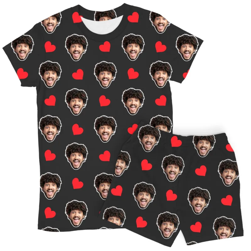 Women's Love Hearts Personalised PJs - Shorts Set sold by Super Socks