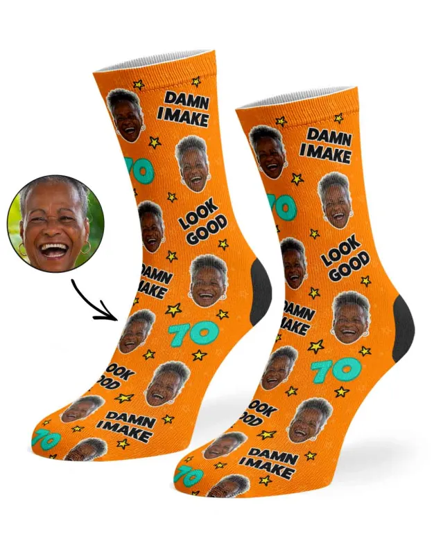 Damn I Make 70 Look Good Socks sold by Super Socks