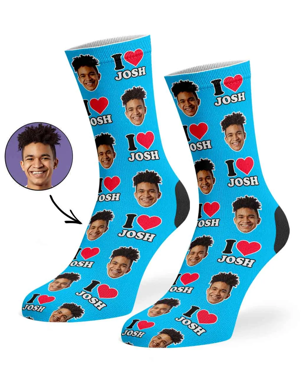 I Heart Name Socks Personalised With Your Face sold by Super Socks product image thumbnail 5