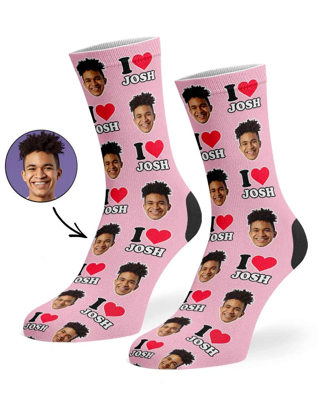 I Heart Name Socks Personalised With Your Face sold by Super Socks product image thumbnail 3