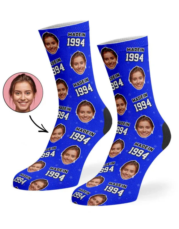 Personalised Made In Year Socks With Face sold by Super Socks