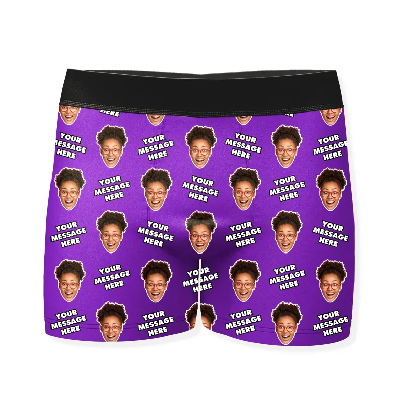 Your Personalised Message and Face Boxers sold by Super Socks