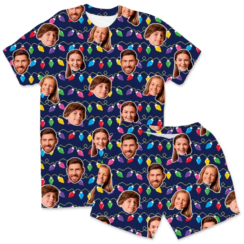 Men's Christmas Lights Personalised PJs - Shorts Set sold by Super Socks