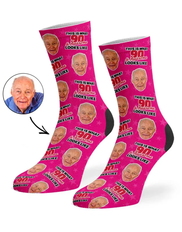 This Is What 90 & Awesome Looks Like Socks sold by Super Socks