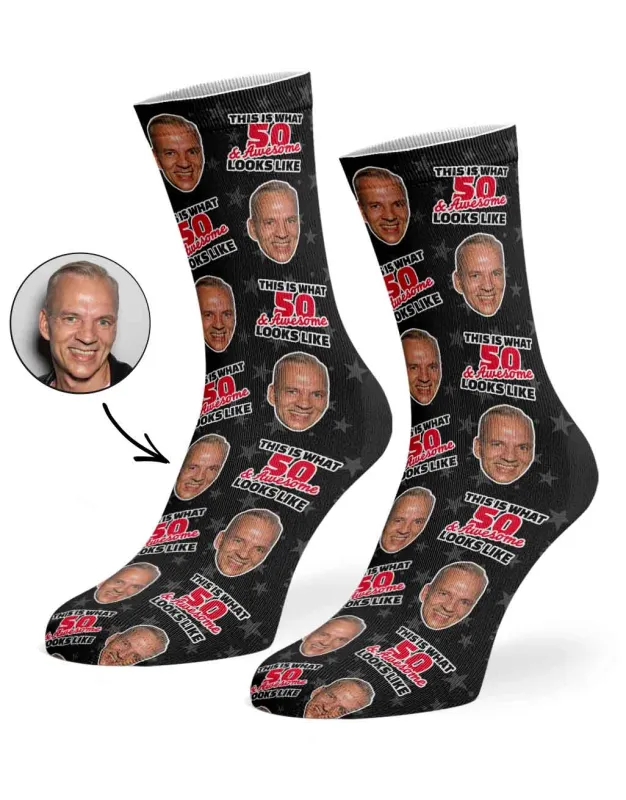 This Is What 50 & Awesome Looks Like Socks sold by Super Socks