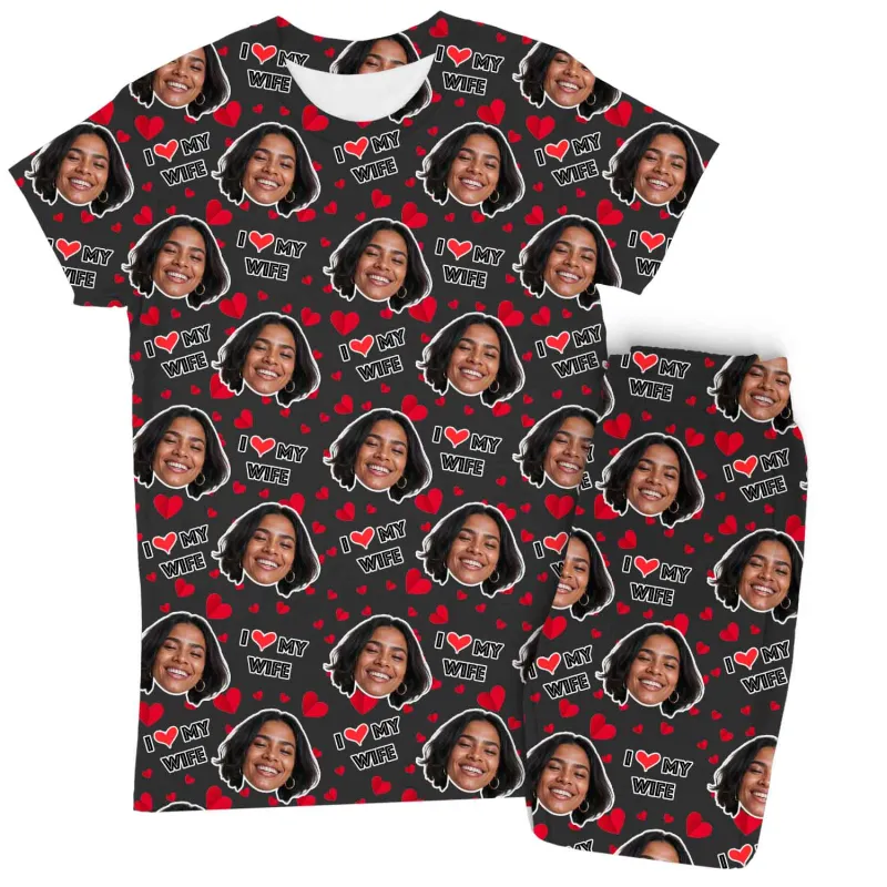 Women's I Love My Wife Pyjamas - Trouser Set sold by Super Socks