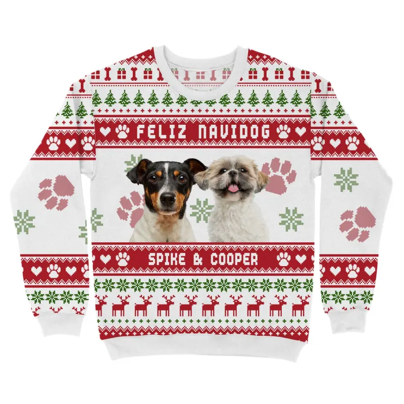Feliz Navidog Personalised Christmas Jumper sold by Super Socks