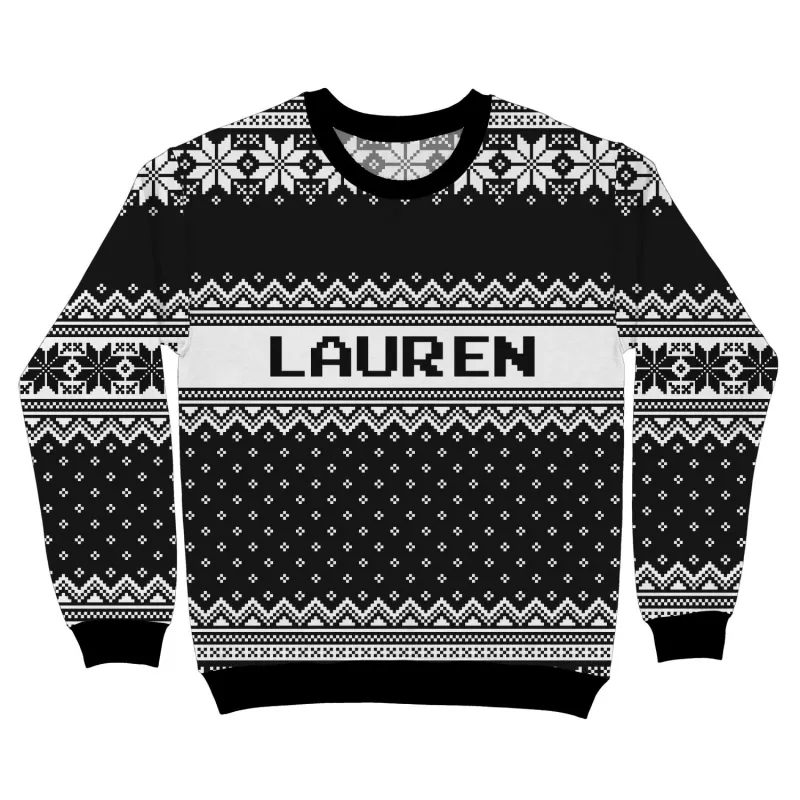 Your Name Black Christmas Jumper sold by Super Socks