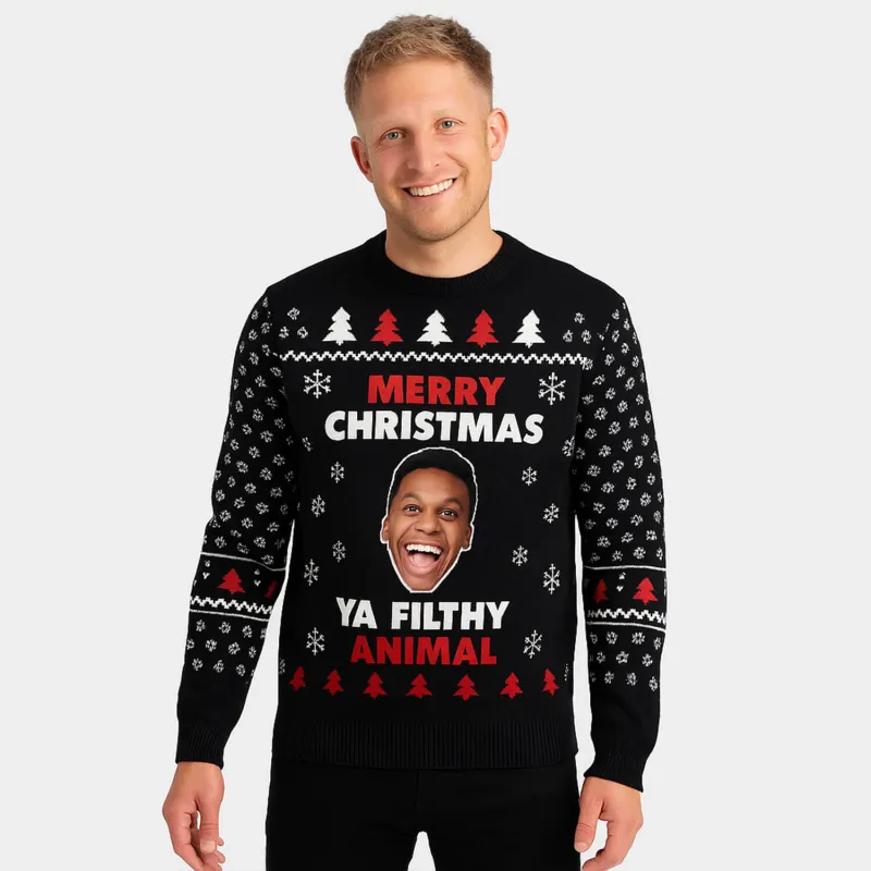 Merry Christmas Ya Filthy Animal Personalised Christmas Jumper sold by Super Socks