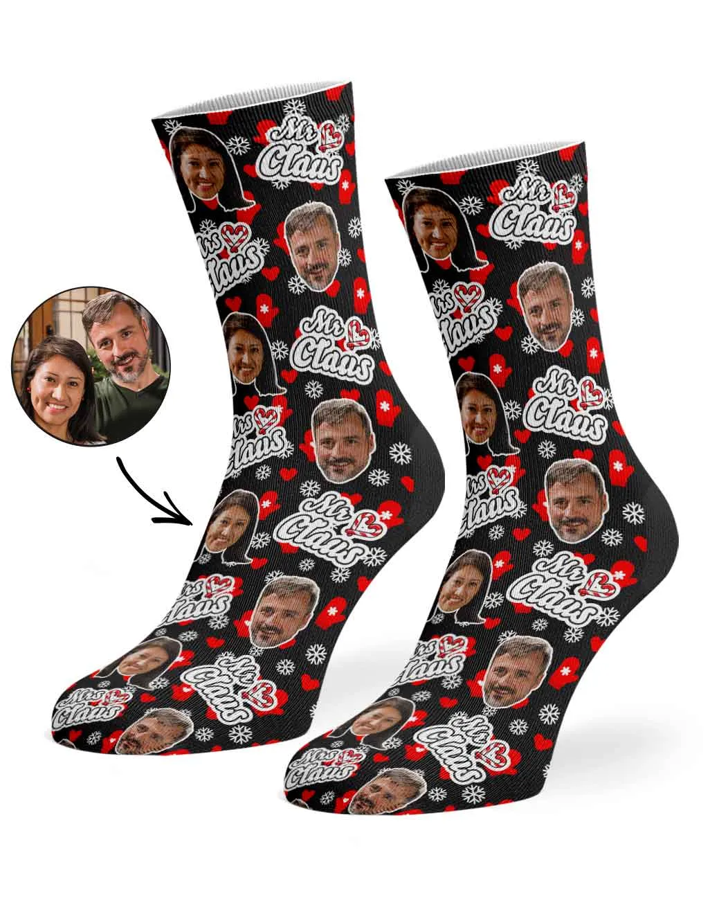 Mr & Mrs Claus Personalised Face Socks sold by Super Socks product image thumbnail 4