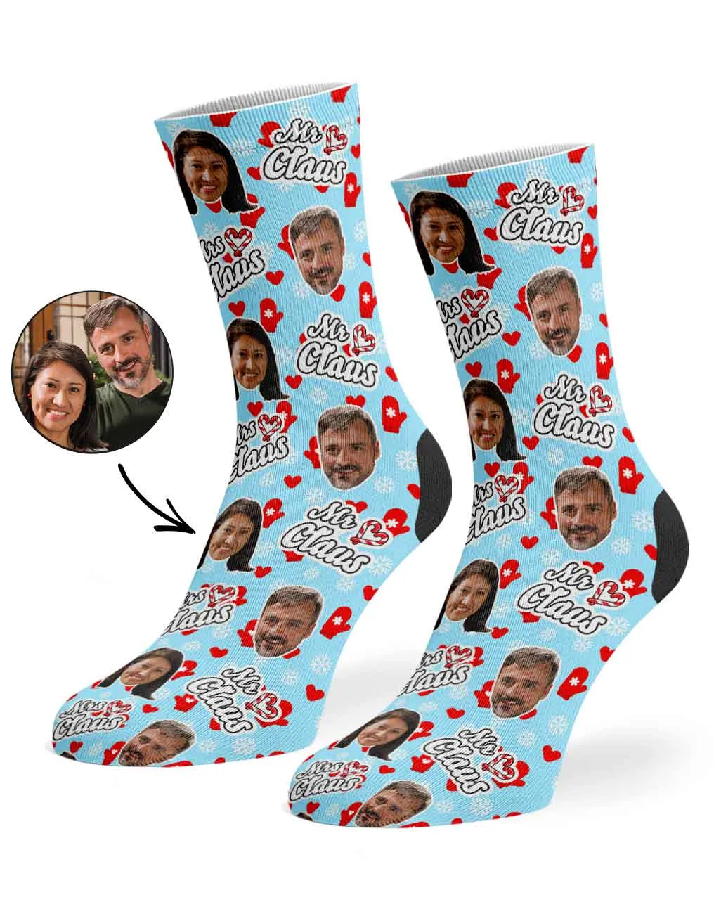 Mr & Mrs Claus Personalised Face Socks sold by Super Socks product image thumbnail 2
