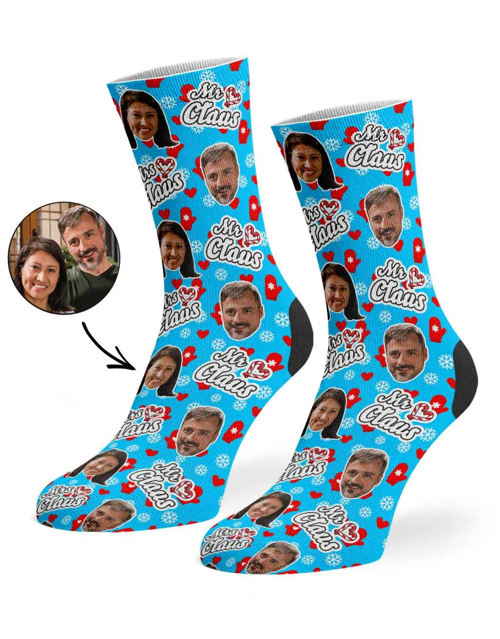 Mr & Mrs Claus Personalised Face Socks sold by Super Socks product image thumbnail 5