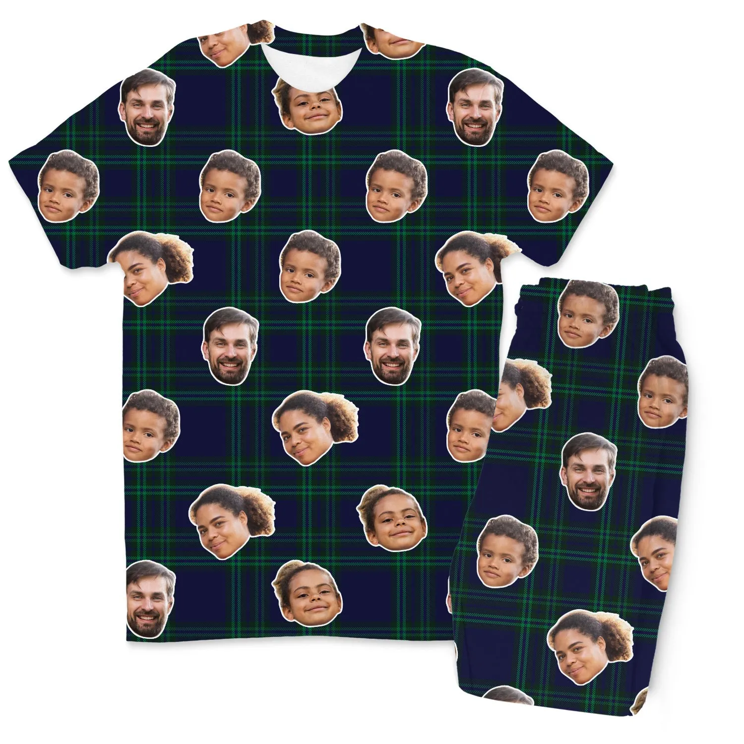 Men's Navy Tartan Personalised Pyjamas - Trouser Set sold by Super Socks