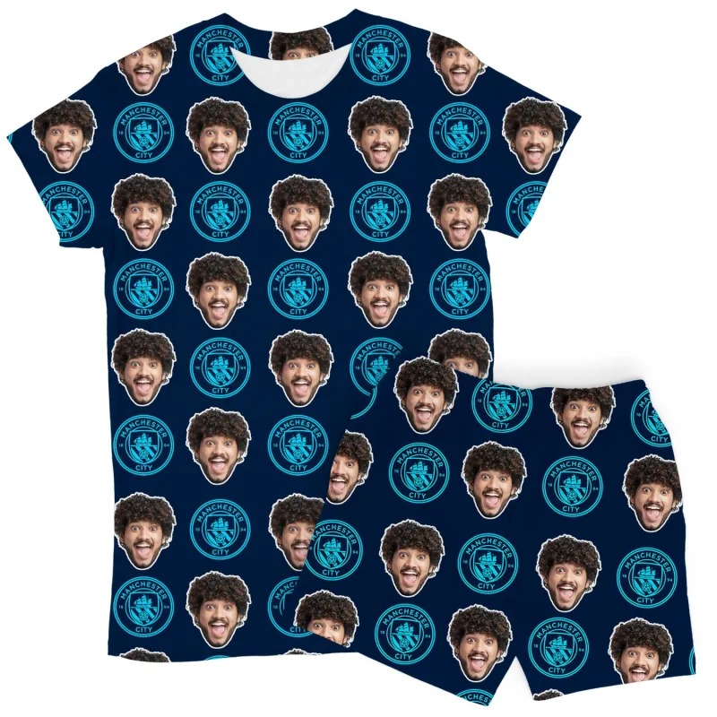 Navy Man City Women's Personalised PJs - Shorts Set made by Super Socks