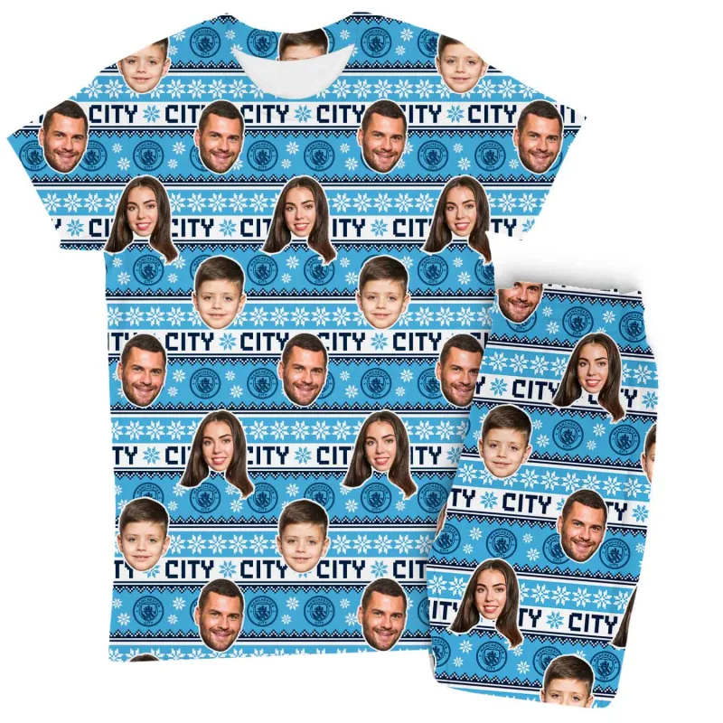 Christmas Man City Personalised Women's Pyjamas - Trouser Set made by Super Socks