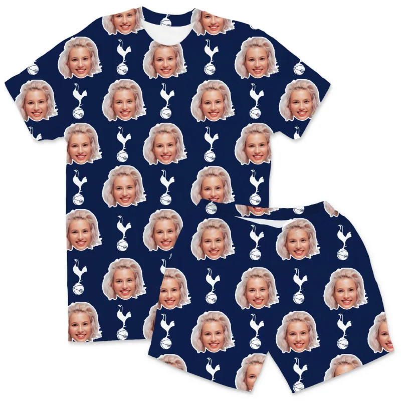 Personalised Men's Pyjamas - Spurs Navy Men's PJ Shorts Set made by Super Socks