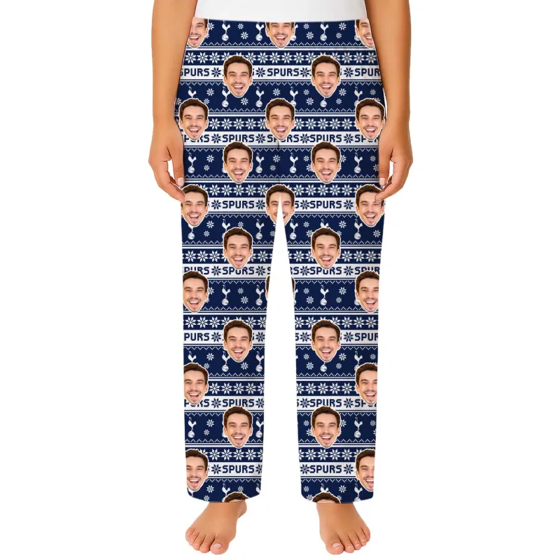 Spurs Christmas Women's Personalised PJ Bottoms made by Super Socks