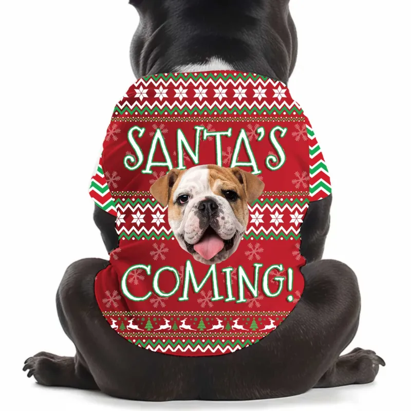 Santa's Coming! Christmas Printed Personalised Dog T Shirt sold by Super Socks