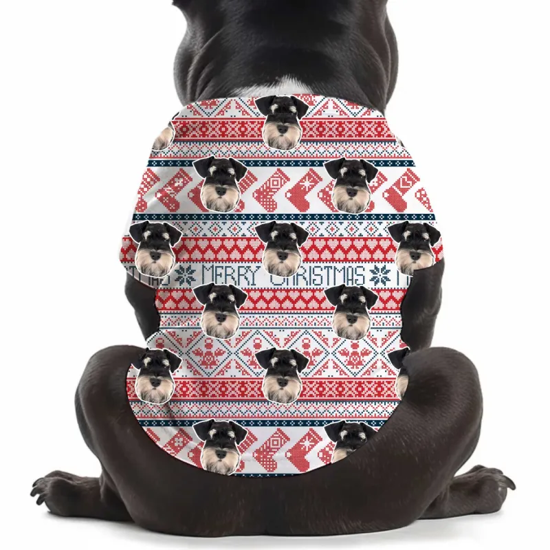 Merry Christmas Nordic Personalised Dog T Shirt | With Faces sold by Super Socks