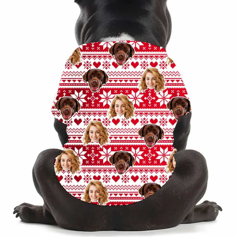 Puppy Face Christmas Snowflakes & Hearts Personalised Dog T Shirt sold by Super Socks