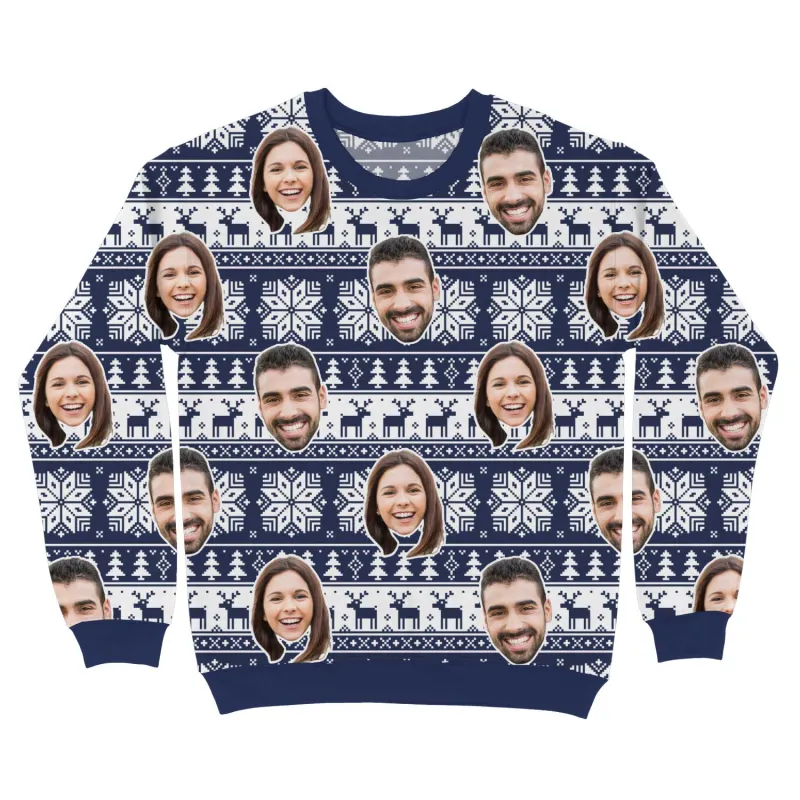 Your Face Nordic Navy Personalised Christmas Jumper sold by Super Socks