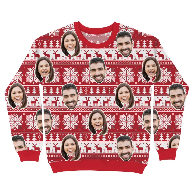 Your Face Nordic Red Personalised Christmas Jumper sold by Super Socks