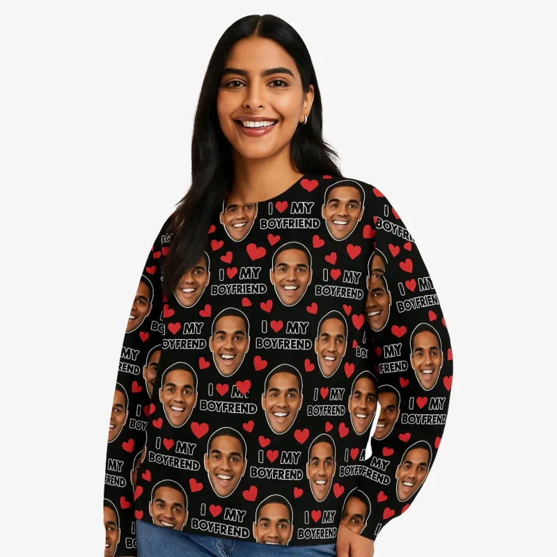 I Love My Boyfriend Personalised Sweatshirt sold by Super Socks