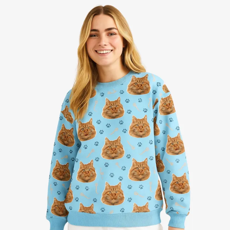 Cat Pattern Personalised Sweatshirt sold by Super Socks