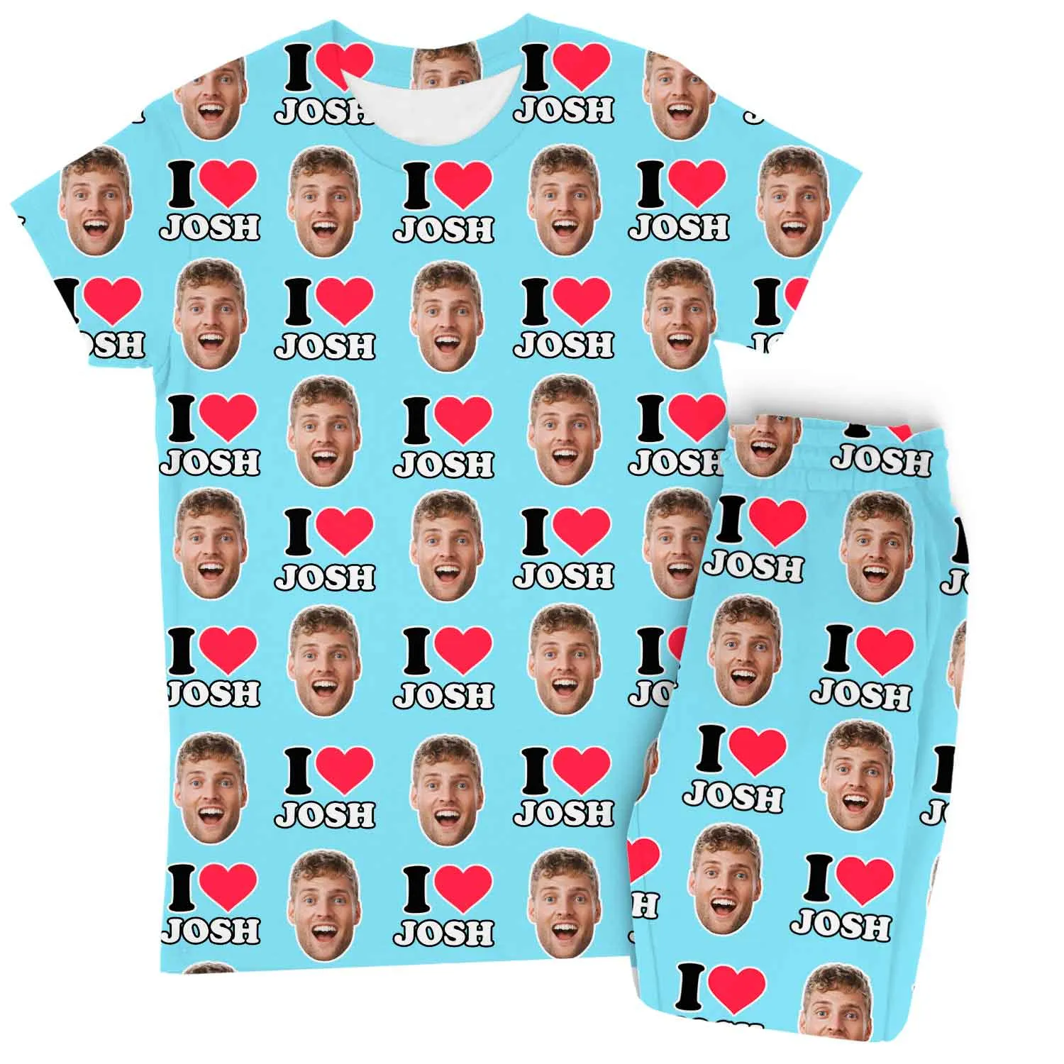 Women's I Heart Name & Face Personalised Pyjamas - Trouser Set sold by Super Socks product image thumbnail 2