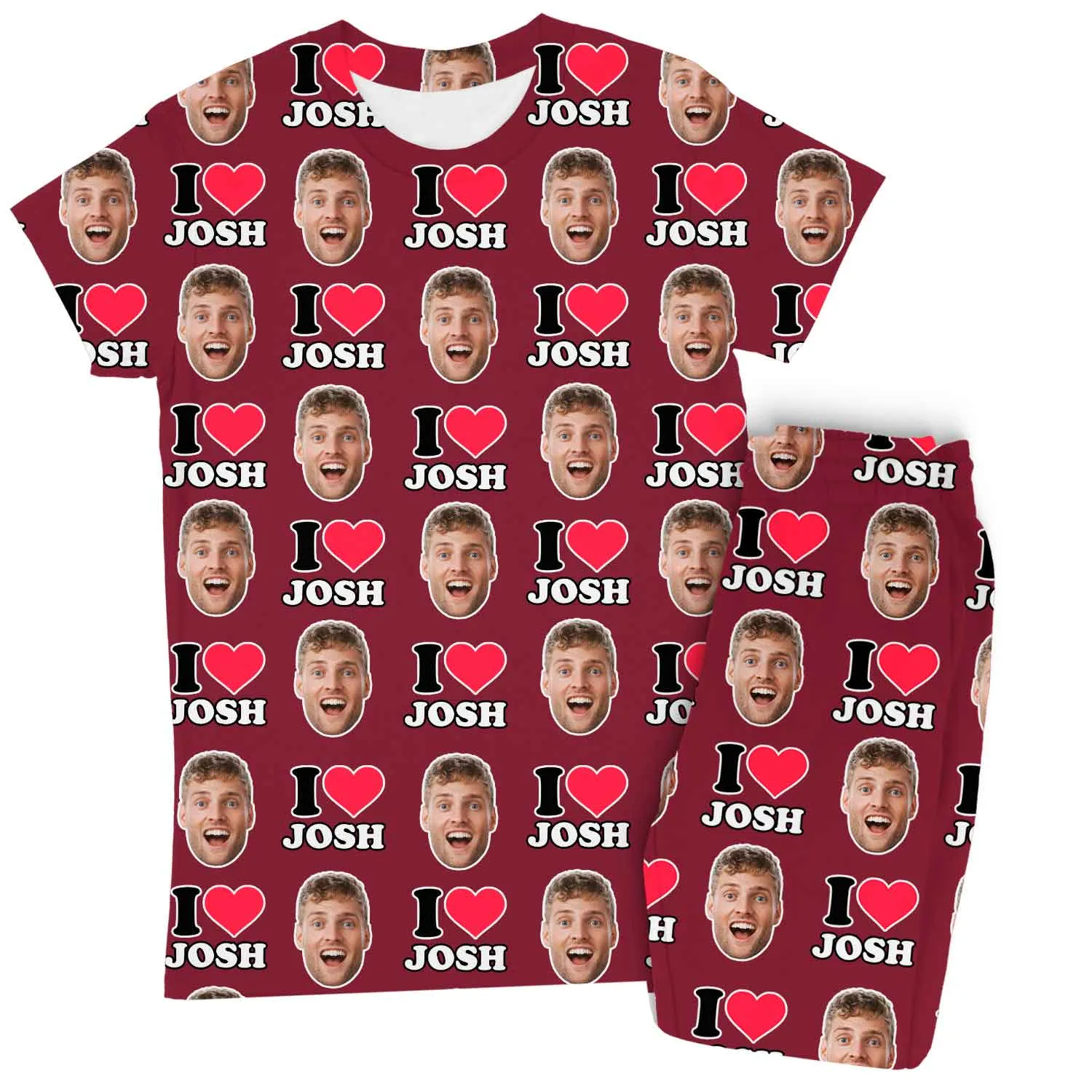 Women's I Heart Name & Face Personalised Pyjamas - Trouser Set sold by Super Socks