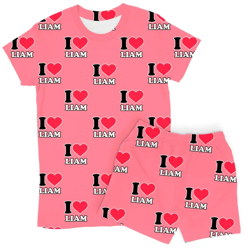 Women's I Heart Name Personalised PJs - Shorts Set sold by Super Socks