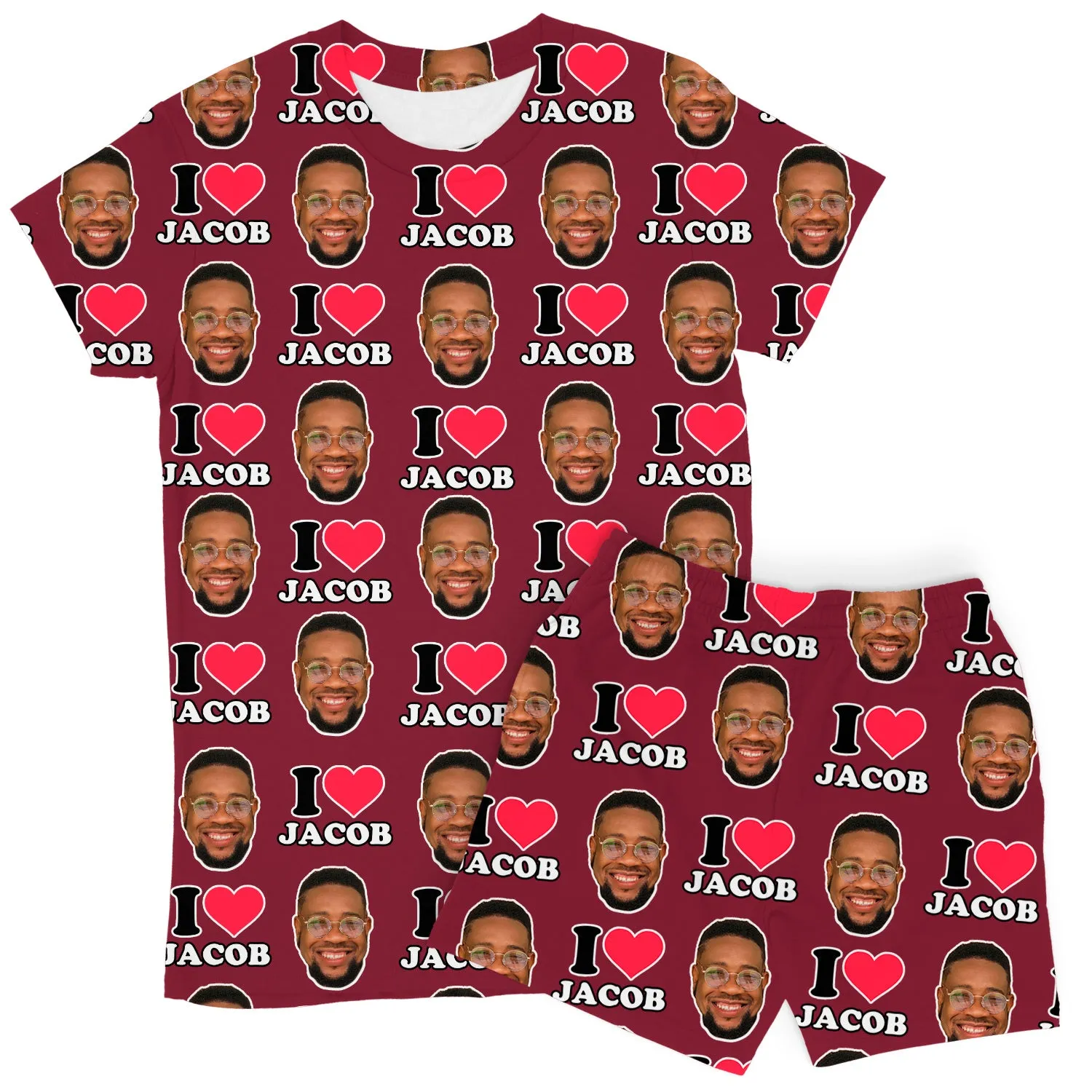 Women's I Heart Name & Face Personalised PJs - Shorts Set sold by Super Socks product image thumbnail 4