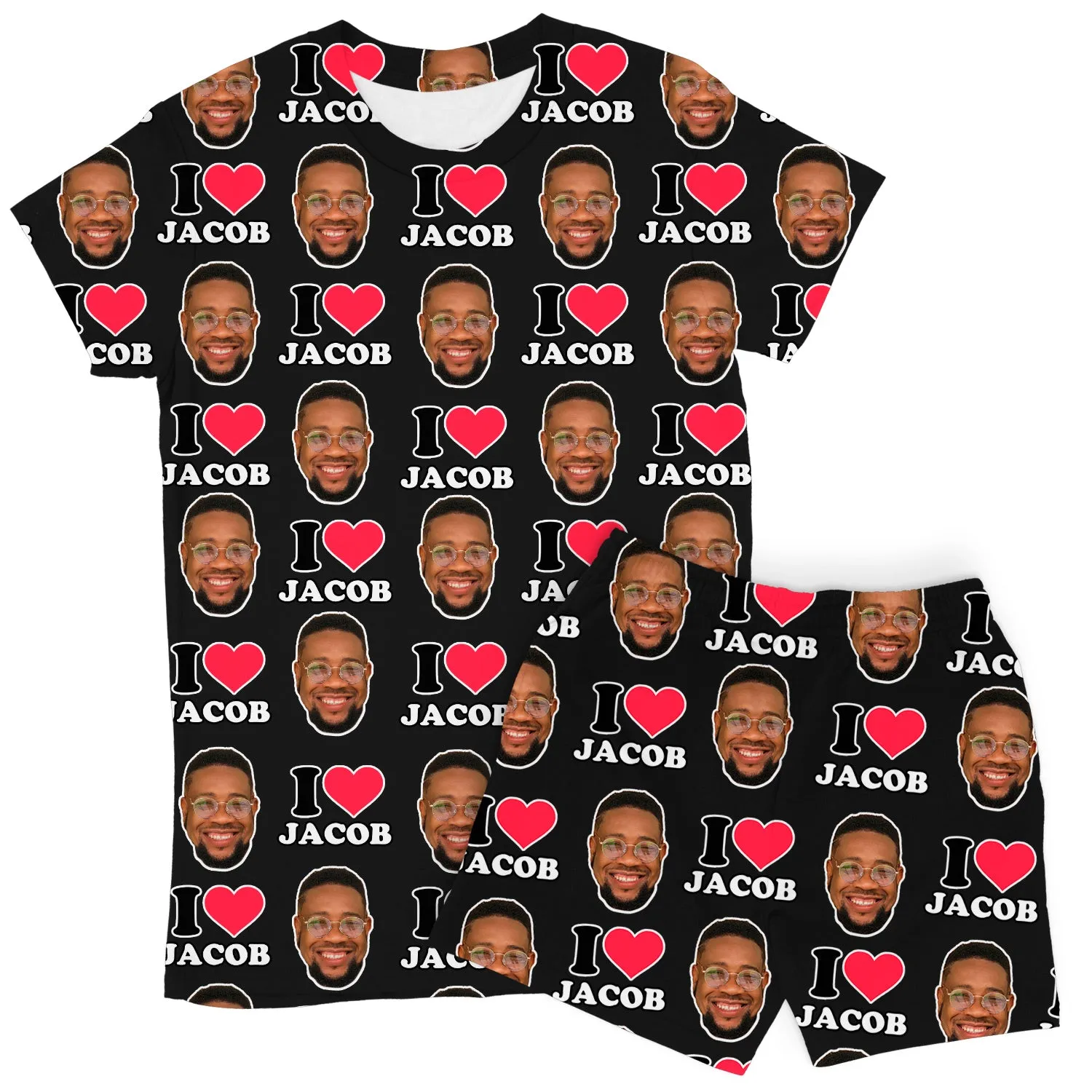Women's I Heart Name & Face Personalised PJs - Shorts Set sold by Super Socks product image thumbnail 3