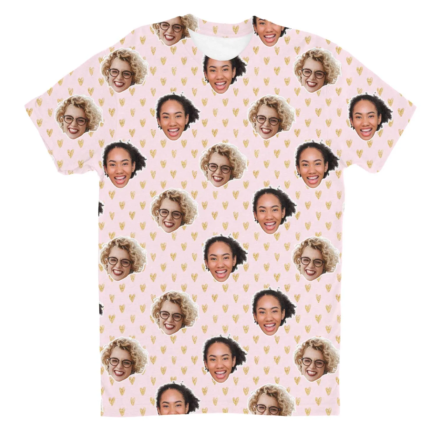 Gold Hearts Custom Face T-Shirt sold by Super Socks product image thumbnail 2