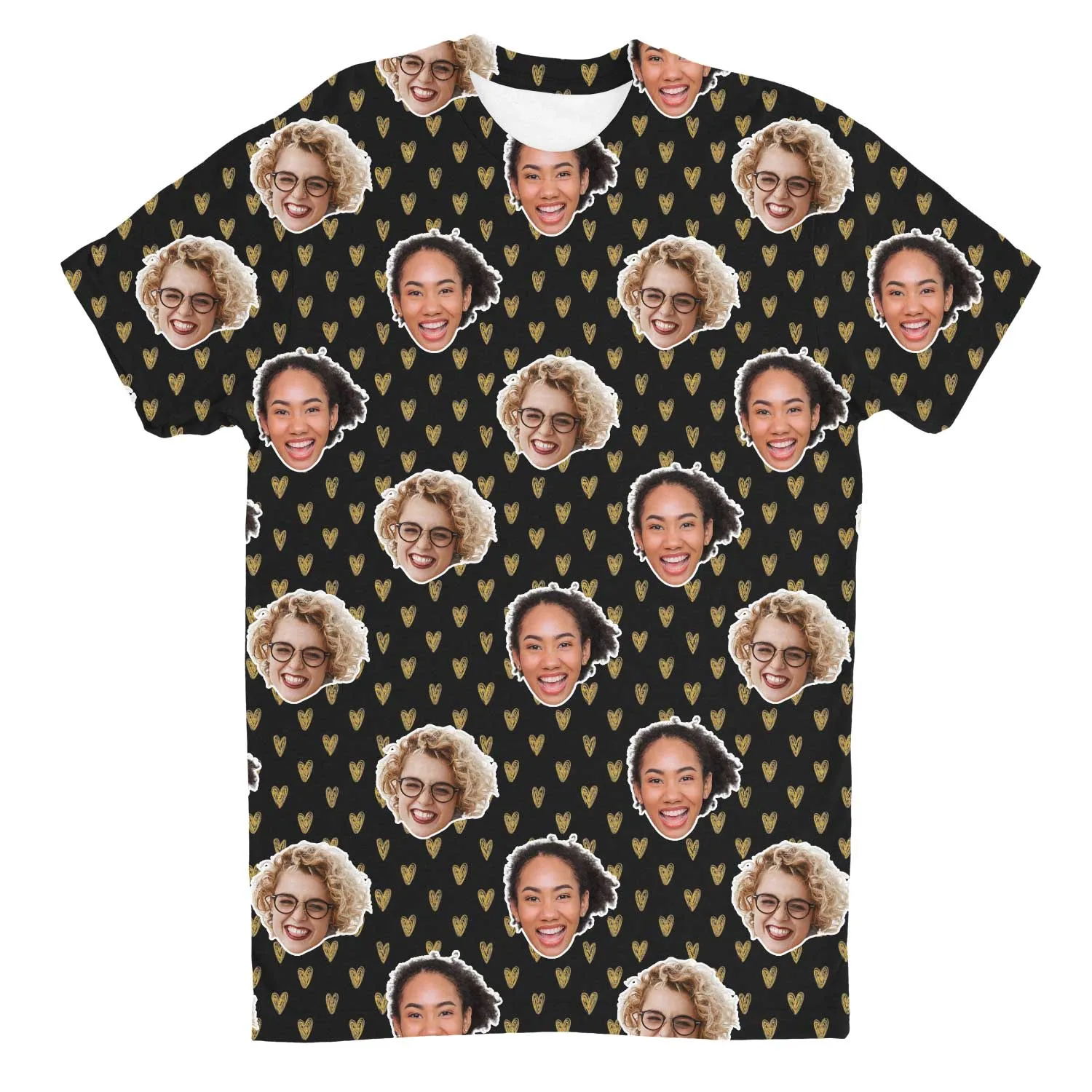 Gold Hearts Custom Face T-Shirt sold by Super Socks product image thumbnail 4