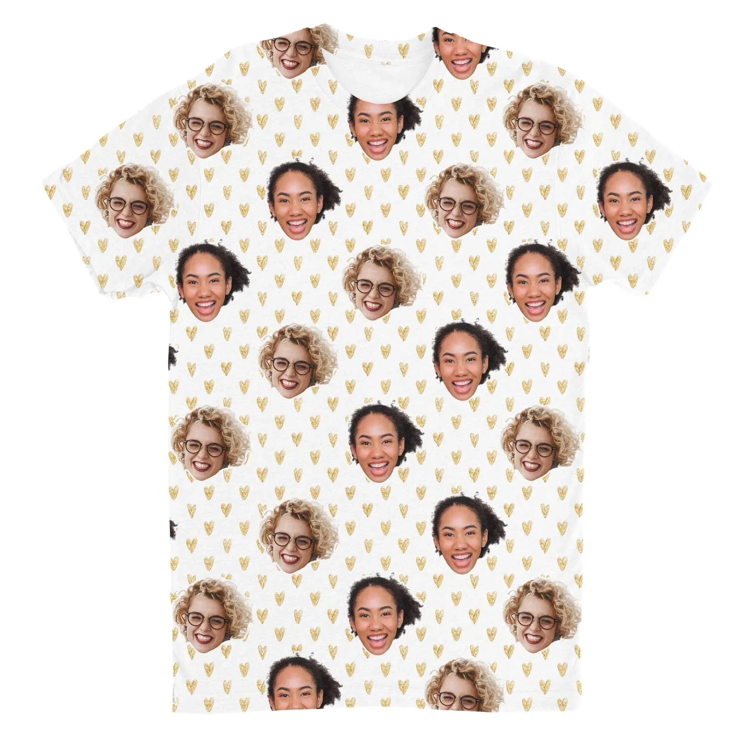 Gold Hearts Custom Face T-Shirt sold by Super Socks product image thumbnail 3