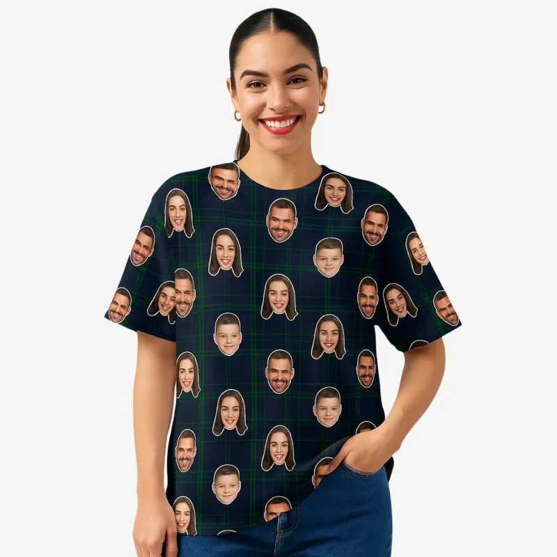 Navy Tartan Custom T-Shirt made by Super Socks