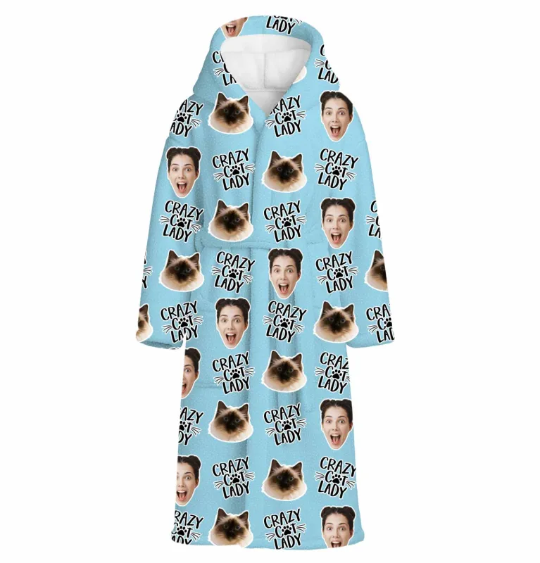 Crazy Cat Lady Personalised Dressing Gown sold by Super Socks